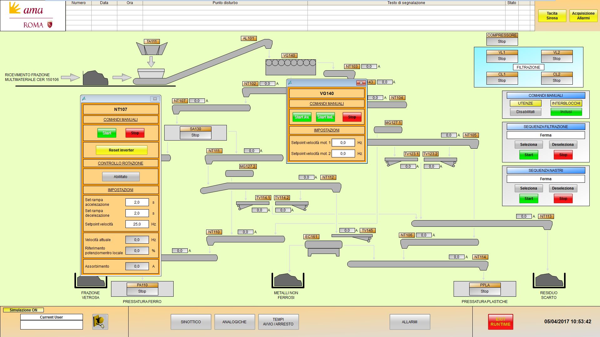 Impianto di selezione di rifiuti multimateriale